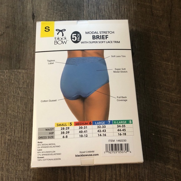 Black Bow Ladies' High Waist Brief, 5-pack - Picture 3 of 13